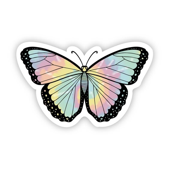 Butterflies are beautiful, and this sticker makes the perfect gift! This sticker is a part of the Tie Dye Aesthetic Sticker Collection. Details:•3 x 1.92 inches• Printed and shipped with care from the U.S.A. • High quality and durable vinyl, indoor and outdoor use• Waterproof and weatherproof We are partnered with Acti
