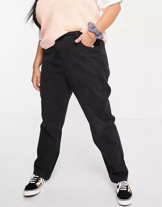 COLLUSION Plus x006 mom jean in washed black ASOS