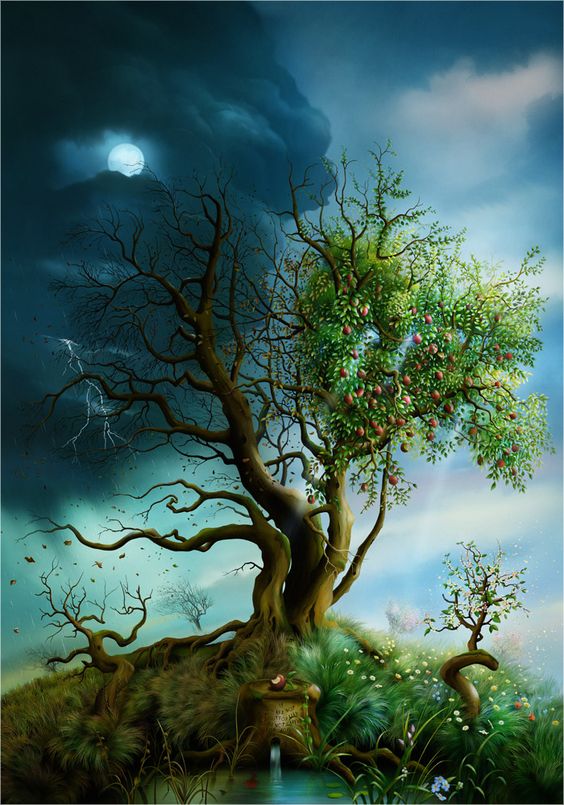SciFi and Fantasy Art Garden of Apples by J E. Shannon
