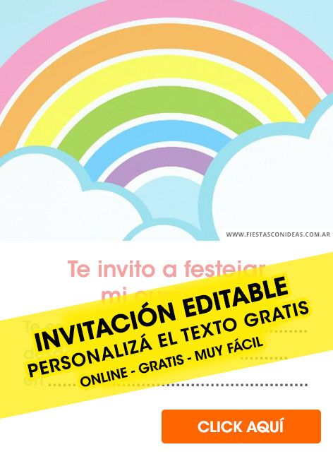 12 Invitaciones Arcoíris Lluvia De Amor Nubes Con Arcoíris Editable Gratis Par Tarjeta De Cumpleaños Gratis Tarjetas De Cumpleaños Para Niños Invitaciones