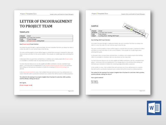 Check out this new Letter of Encouragement to Project Team - encouragement letter template Check out this new Letter of Encouragement to Project Team - encouragement letter template