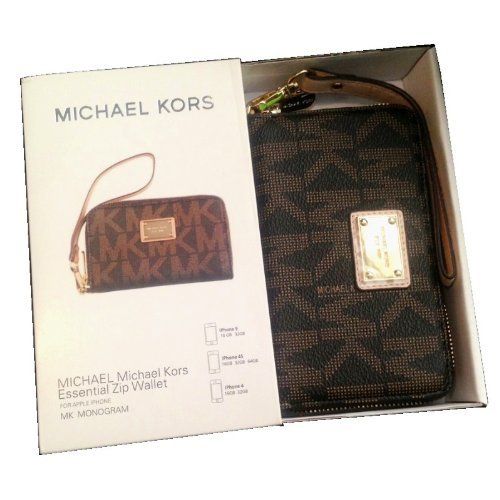 Brown Monogram Michael Kors Wristlet Essential Zip Wallet Case Clutch for Iphone 5,4,4s by Michael Kors | Stuff I Like | Pinterest | Michael kors wristlet, ...