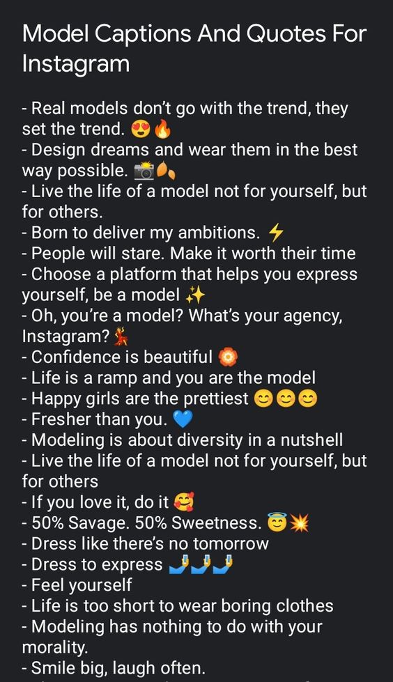 Model Captions and Quotes for Instagram