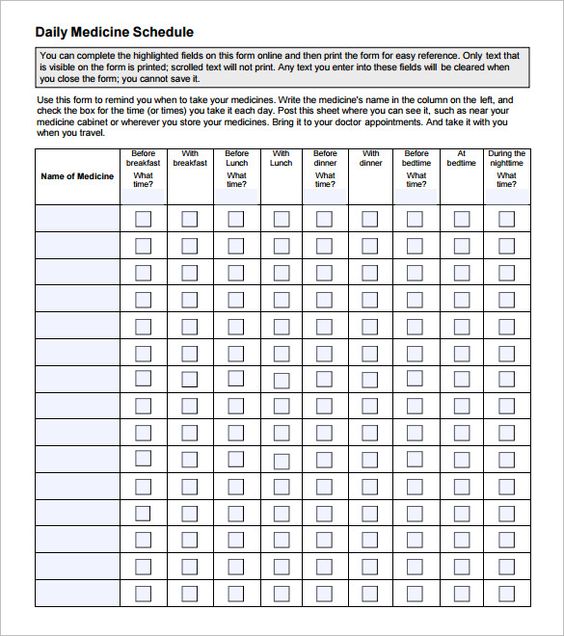 Medication Chart Template Free Images - Template Design Ideas