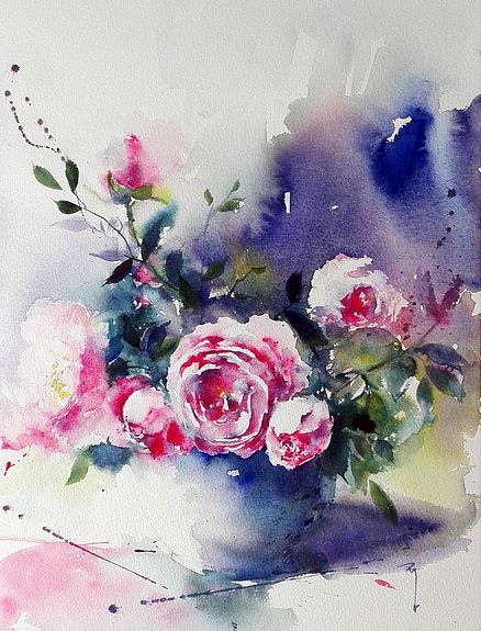 Peinture Abstraite A Fleurs Fine Art Print Rouge Vert Style Loose