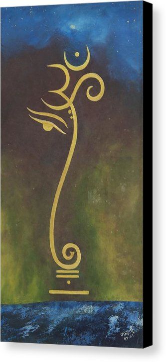 Ohm Ganesha Canvas Print featuring the painting Universe by Usha Rai