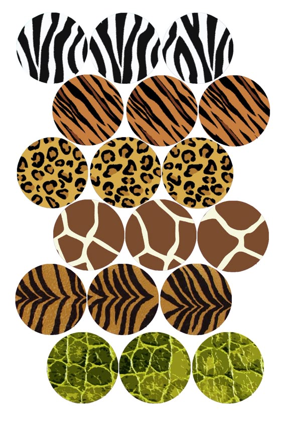 ANIMAL PRINT COLLAGE MIX bottle cap image pack Formatted for printing on 4" x 6" photo paper