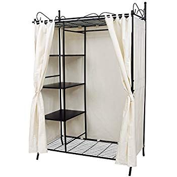 Mics Wardrobe Clothes Cupboard Hanging Rail Storage Shelves With Metal Frame And Cover 108 X 170 58 Cm Rtg03 Portable Simple Closet Mics Wardrobe Clothes Cupboard, Metal Storage Cabinets For Hanging Clothes