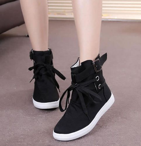 Mens Casual Fashion Canvas Buckle High Top Sport Sneakers Athletic Running Shoes