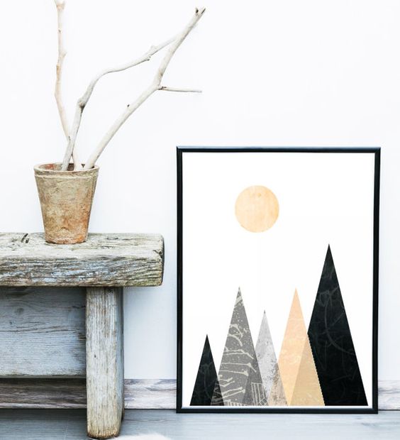 Geometric diamond triangle print \u2013 Geometric prints \u2013 Scandinavian print \u2013 Scandi art \u2013 Mid Century art \u2013 Wall art \u2013 Home decor \u2013 GEO024