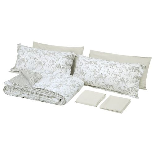 IKEA KIRSKAL 7-Piece Comforter Bed In A Bag Set White Gray