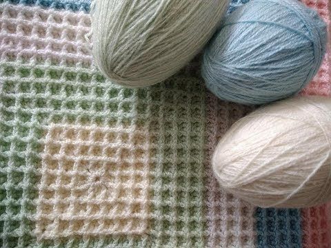 Como tejer cobijita (manta) para bebé en punto wafle para COBIJA o manta de BEBE tejida a dos agujas KNIT (zurdo