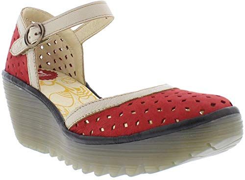 Womens Fly London Yven Cupido Mousse Ankle Strap Leather Wedge Heel Shoe