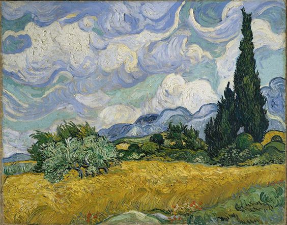 Vincent van Gogh, Wheat Field with Cypresses, 1889. Oil on canvas, 73 à 93.4 cm / 28¾ à 36¾ in Metropolitan Museum of Art, New York. As reproduced in Art in Time.