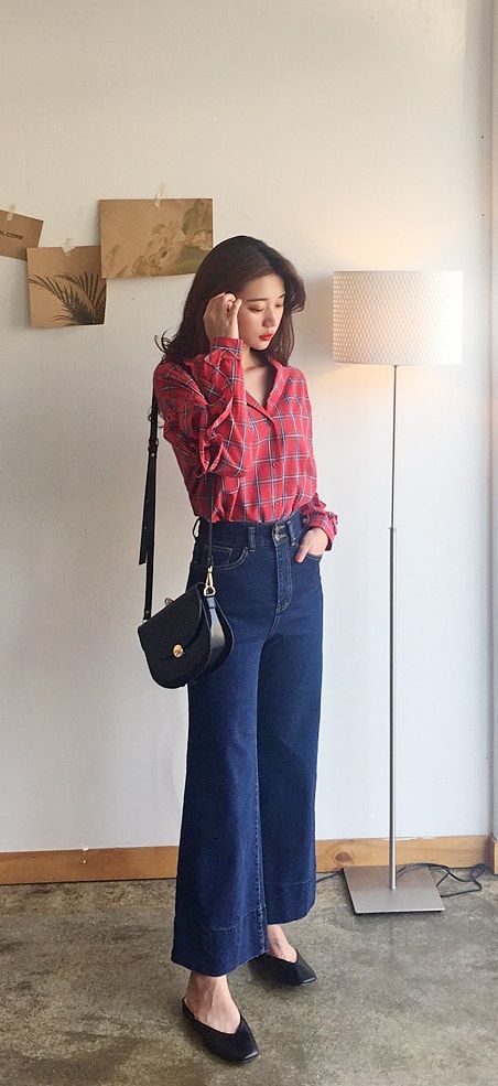 Wearing something vintage today! #frilled #checkered #blouse