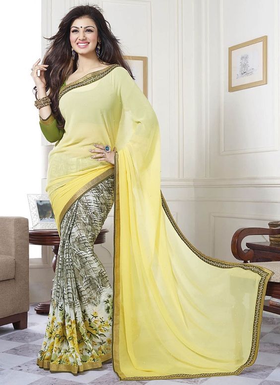 ayesha-takia-yellow-georgette-saree