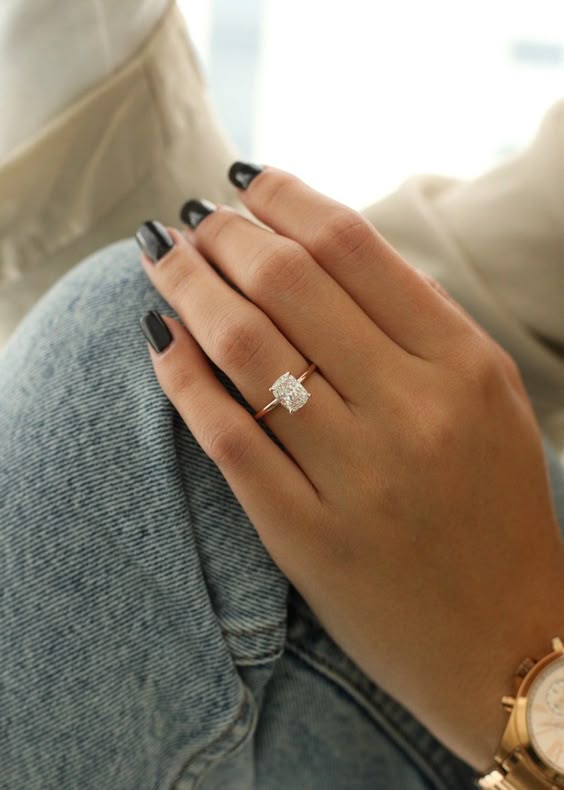 Diamond Engagement Ring 1.07 Carat Elongated Cushion Cut - Etsy UK