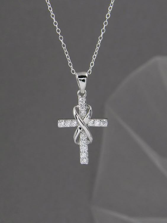 Infinity Cross Necklace, Rose Gold Bridal jewelry, Wedding Jewelry, Swarovski crystals, Sterling silver, Infinity Cross Pendant