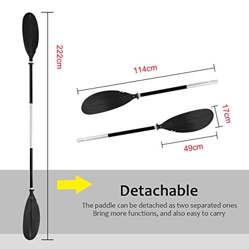Lightweight 220cm Aluminum Boat Oars Double-ended Kayak Paddles Float Raft Canoe