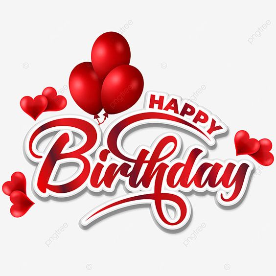Happy Birthday Typography Vector Hd Images, Premium Happy Birthday Red Typography Text With Balloons And Hearts Illustration, Happy Birthday, Happy Birthday Typography, Typography PNG Image For Free Download