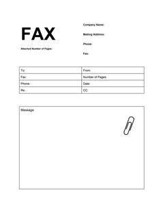 copy of a fax cover sheet