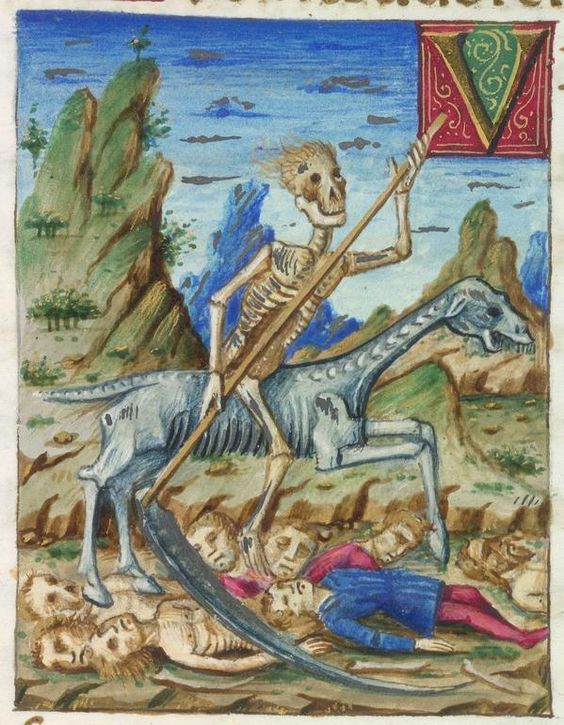 It's #MorbidMonday and here comes death riding a skeletal horse @BLMedieval Yates Thompson 6 f. 137