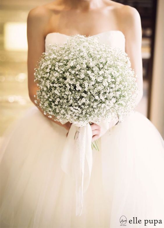 Baby S Breath White Wedding Bouquet Inexpensive Wedding Flowers