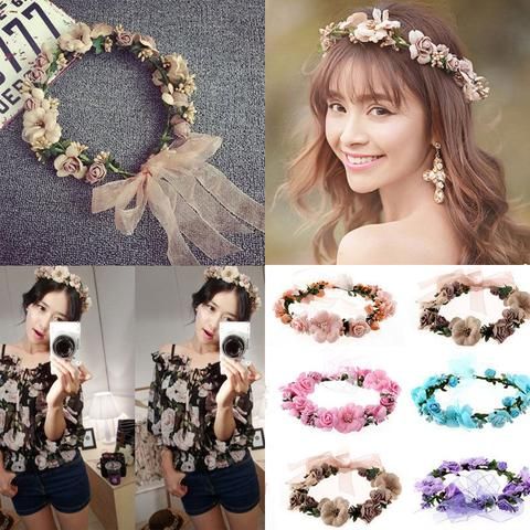 Multi-Color Boho Flower Floral Women Hairband Headband Crown Party Bride Wedding