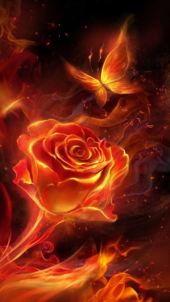 Fiery rose and butterfly! flame live wallpaper | Flame art, Butterfly wallpaper, Fire art