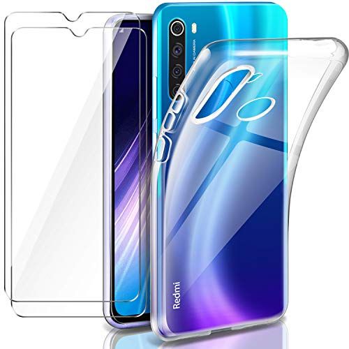 2 x Protector de Pantalla Xiaomi Redmi 7A Pro Transparente TPU Silicona Funda Cristal Vidrio Templado Protector de Pantalla y Caso Xiaomi Redmi 7A Leathlux Funda Xiaomi Redmi 7A