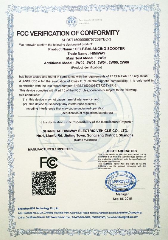 Self-balancing Scooter Certificate GyroWheel Hemiway 16 - certificate of conformance template Self-balancing Scooter Certificate GyroWheel Hemiway 16 - certificate of conformance template