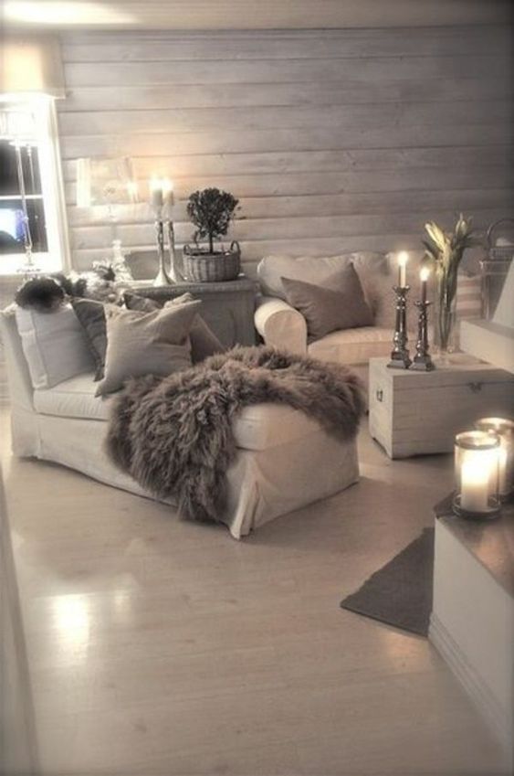 gray design from the living room - many candles #candles #design #living