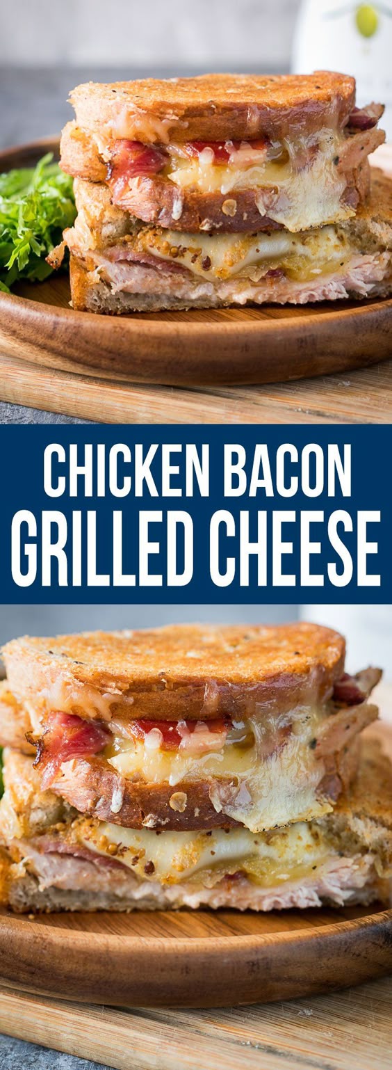 CHICKEN BACON RANCH GRILLED CHEESE is super cheesy and full of meaty, funky flavours. Perfect for lunch, dinner or a quick snack!
