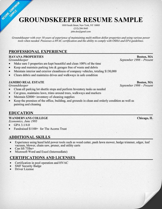 Groundskeeper Resume Example (resumecompanion) Resume - hvac technician resume examples Groundskeeper Resume Example (resumecompanion) Resume - hvac technician resume examples