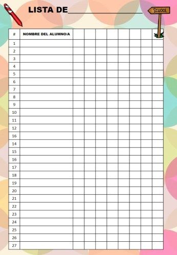 Os dejamos estas plantillas a todo color de diferentes colores para cuando tengas que hacer algún tipo de lista de los alumnos/as de tu clase, como alumnos7as