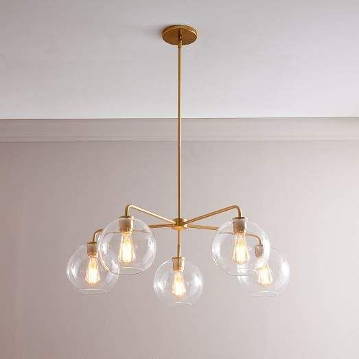 Sculptural Gl Globe 5 Light Chandelier Small Clear In Sculptural Gl Globe 5 Light Chandelier Small Clear In