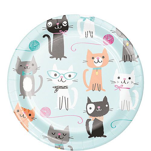Unique Pink Cat Paper Cake Plates 8Ct