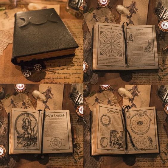 Noir cuir Triple déesse Grimoire magie livre des ombres BOS