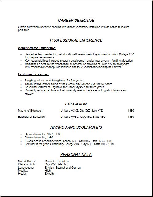 Lecturers Resume For Freshers - wwwresumecareerinfo - lecturer resume samples Lecturers Resume For Freshers - wwwresumecareerinfo - lecturer resume samples