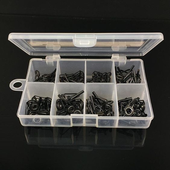 80x 10Sizes Steel Fishing Rod Pole Guide Tip Top Ring Eye Repair Kit Black FO