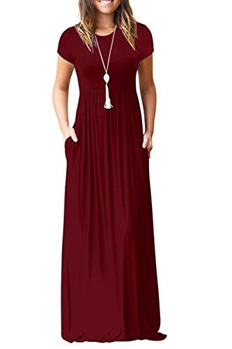 Euovmy Women 8217 S Short Sleeve Loose Plain Maxi Casual Maxi Casual