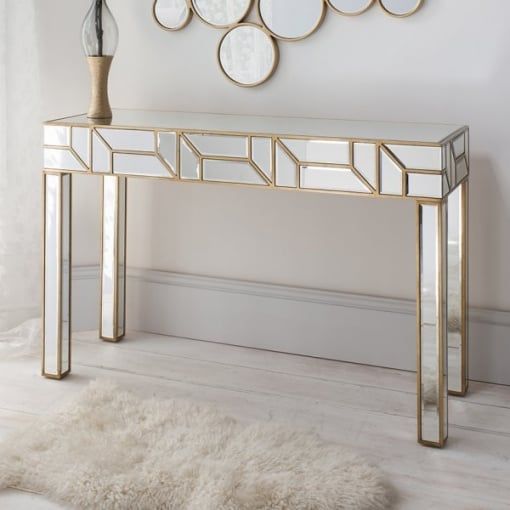 Hudson Living Verbier Gold And Mirror Console Table Mirrored Furniture Glass Mirrored Console Table, Mirrored Hall Table Australia