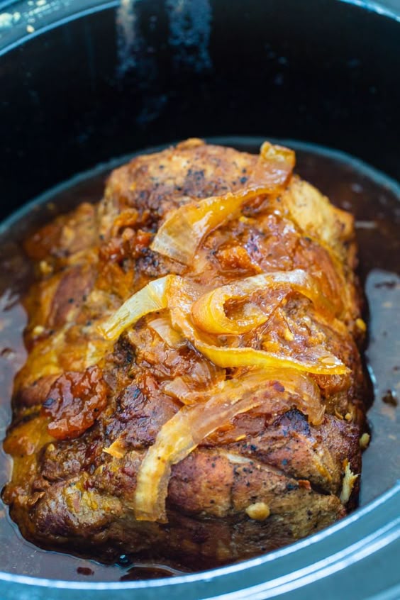 Slow Cooker Apricot Glazed Pork Loin