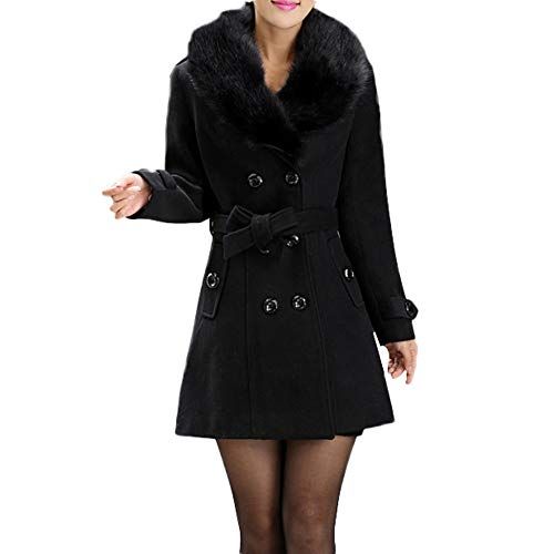 AOJIAN Women Jacket Long Sleeve Outwear Faux Fur Hooded Button Pocket Solid Parka Coat