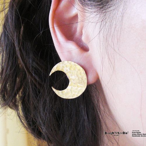 Moon Brass Pierce 右耳専用 ジュエリー製作 スタッドイヤリング イヤリング Moon Brass Pierce 右耳専用 ジュエリー製作 スタッドイヤリング イヤリング