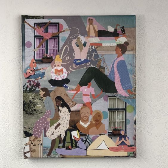 Tableaux collage toile tendue réf 1047 hauteur 30cm largeur 24cm couleur multicolore fait main modèle unique