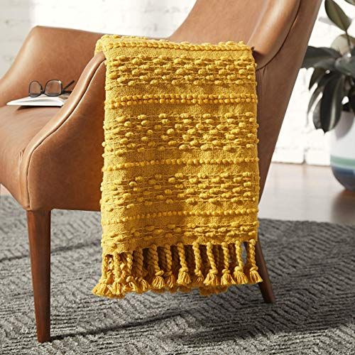 50 x 60 PANDAHOME Textured Throw Blanket Solid Soft for Sofa Couch Decorative Knitted Blanket Mustard Yellow 50 x 60 PANDAHOME Textured Throw Blanket Solid Soft for Sofa Couch Decorative Knitted Blanket Mustard Yellow