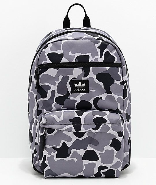 grey and black adidas backpack