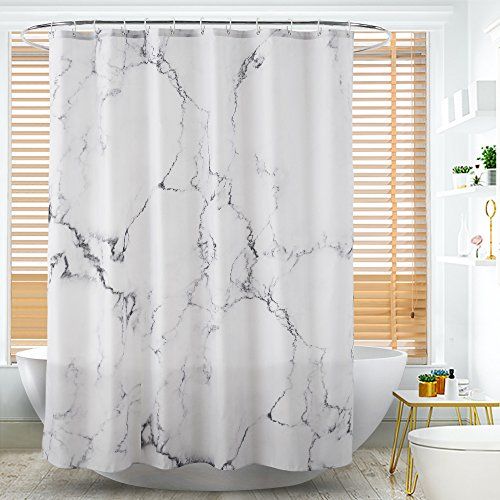 Ao Blare Marble Shower Curtain For Bathroom Black White Polyester Fabric With Ho In 2021 Showers Ao Blare Marble Shower Curtain For, Waterproof Fabric Shower Curtain No Liner Needed