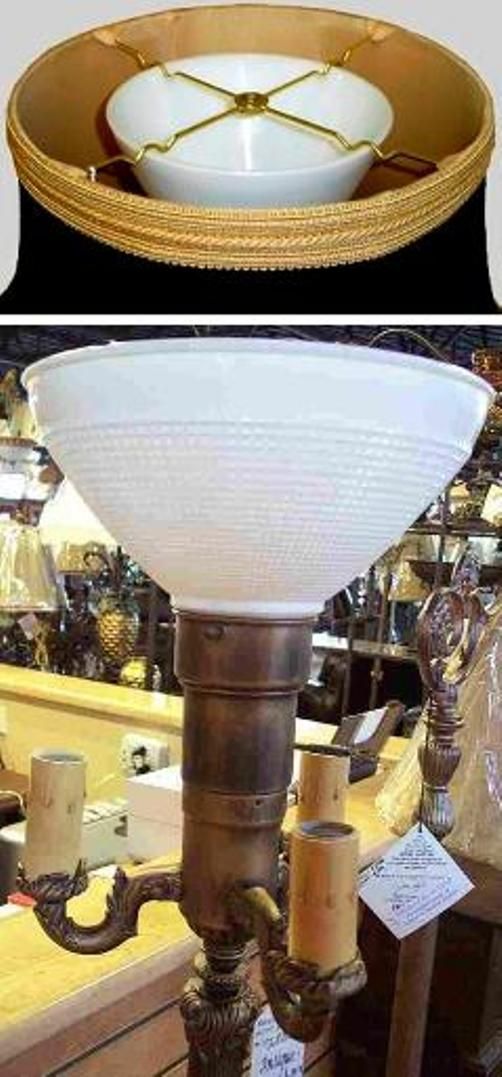 White Glass Reflector Bowl Torchiere Shade Lamp White Glass Reflector Bowl Torchiere, Floor Lamp Bowl Shade Replacement